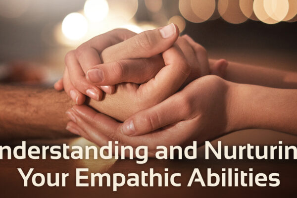 two hands holding another persons hands with light in the background. Text underneath that says 'Understanding and Nurturing Your Empathetic Abilities'