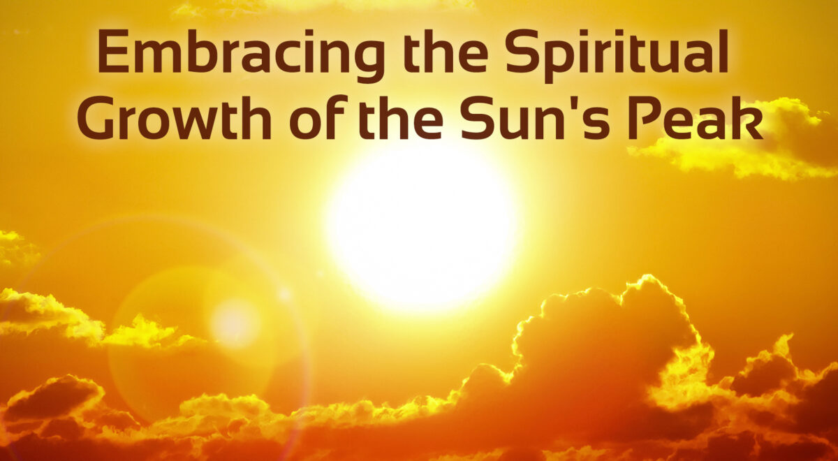 Soulful solstice sun with text 'Embracing the spiritual growth of the sun's peak'