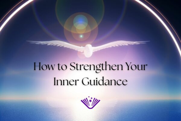how to strengthen your inner guidance text with background image of bird flying over glowing sky